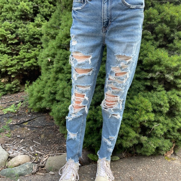 American Eagle Dark Wash Straight Leg Mom Jeans - Picture 6 of 6